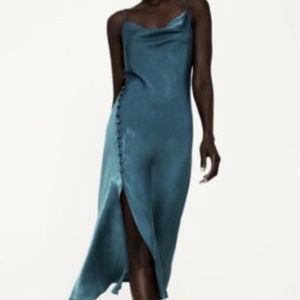 Rare Zara Satin Lingerie-Style Slip Midi Dress